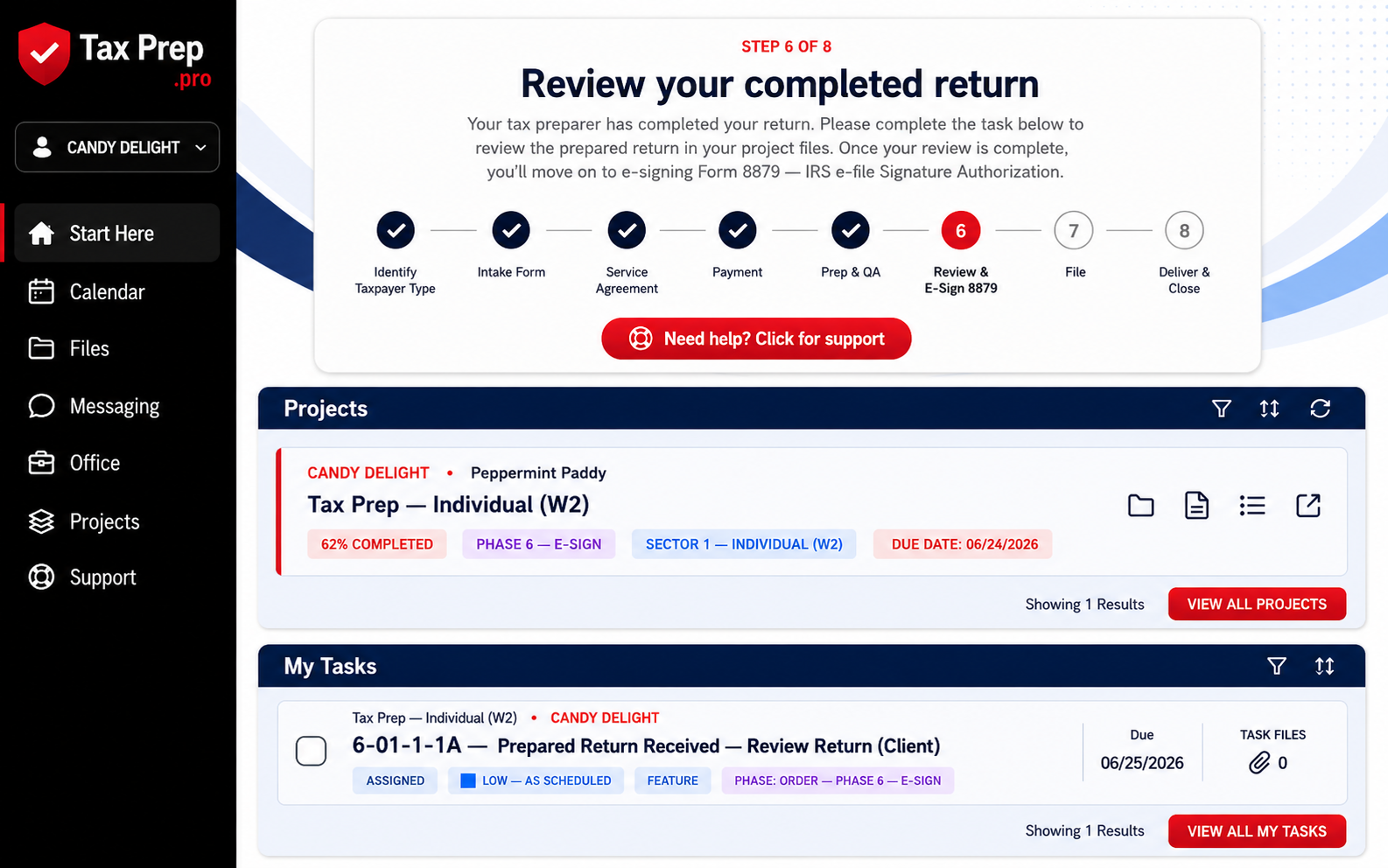 Step 6 of 8 — Form 8879 e-signature